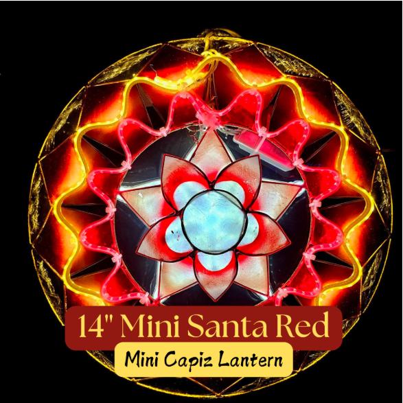 [PH-0157] Parol Mini 14" Santa Red Capiz Lantern - 220v