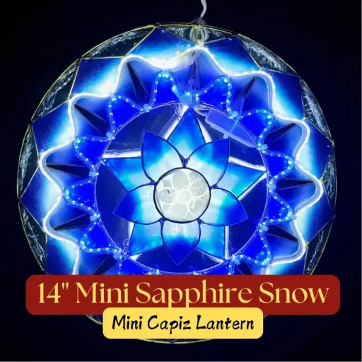 [PH-0158] Parol Mini 14" Sapphire Snow Capiz Lantern - 220v