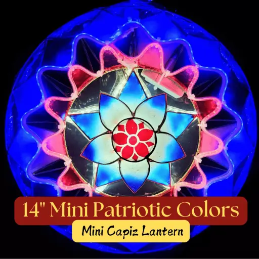 Parol Mini 14" Patriotic RW&B Capiz Lantern - 220v