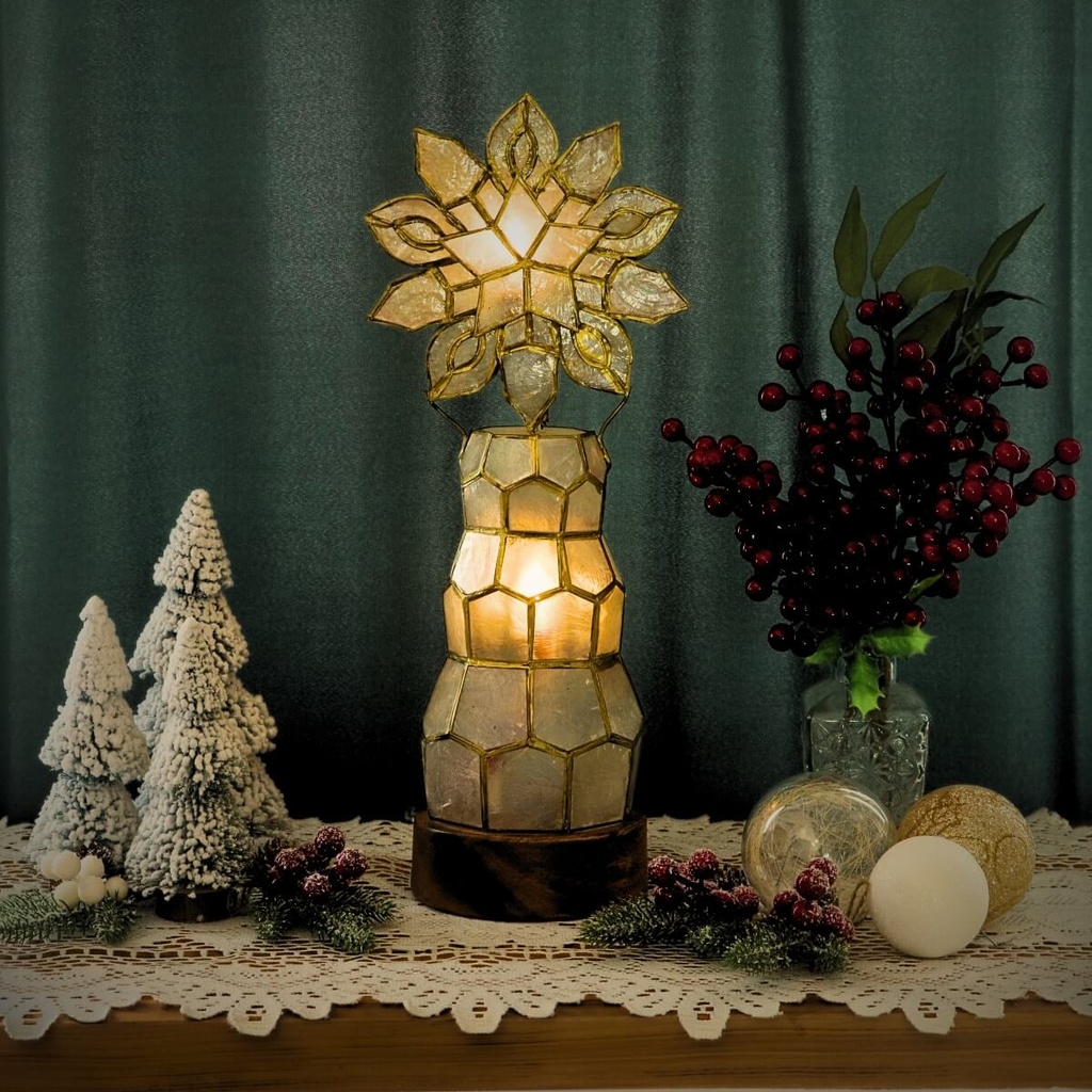 [PH-0138] Capiz Parol Starburst Table Lamp 16" - 220v