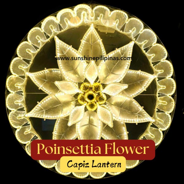 [PH-0166] Parol Poinsettia Natural Capiz Lantern - 220v (20 inches / 51cm)